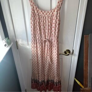 Casual 100% Cotton Maxi Dress w Paisley Design, Button Top Straps Sz S by…